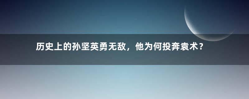 历史上的孙坚英勇无敌，他为何投奔袁术？