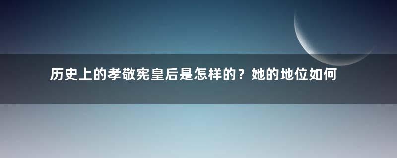 历史上的孝敬宪皇后是怎样的？她的地位如何？