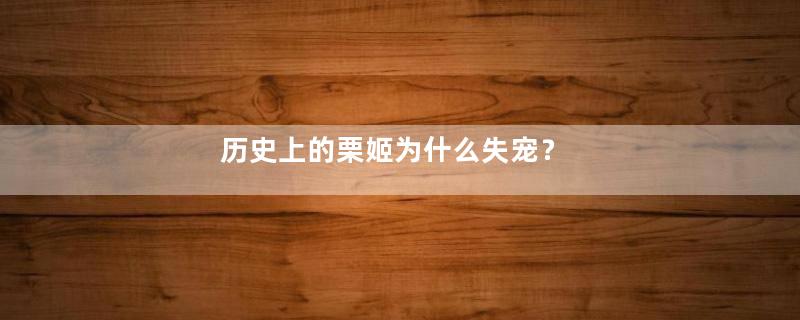 历史上的栗姬为什么失宠？