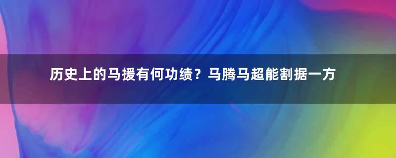 历史上的马援有何功绩？马腾马超能割据一方也与之有关