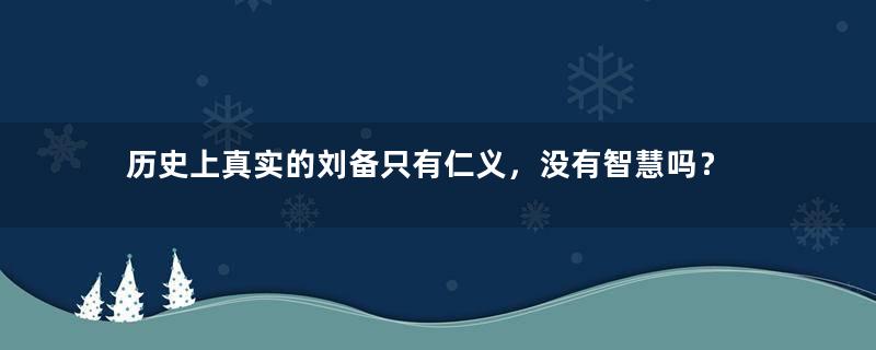 历史上真实的刘备只有仁义，没有智慧吗？