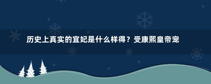 历史上真实的宜妃是什么样得？受康熙皇帝宠爱却被雍正排挤是为何？