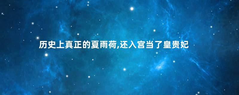 历史上真正的夏雨荷,还入宫当了皇贵妃
