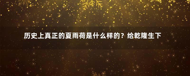 历史上真正的夏雨荷是什么样的？给乾隆生下一个残疾女儿，还被封为贵妃