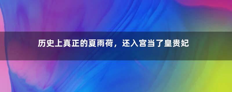 历史上真正的夏雨荷，还入宫当了皇贵妃