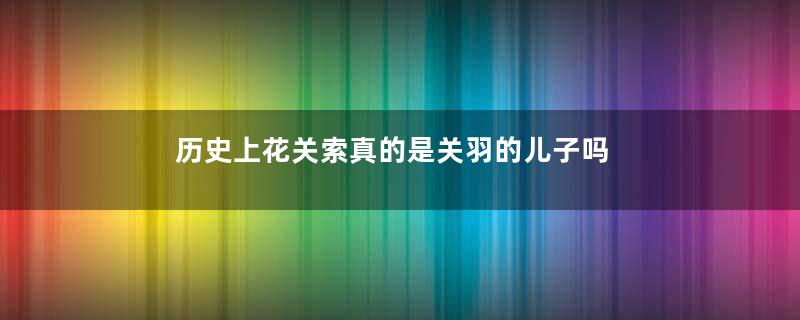 历史上花关索真的是关羽的儿子吗