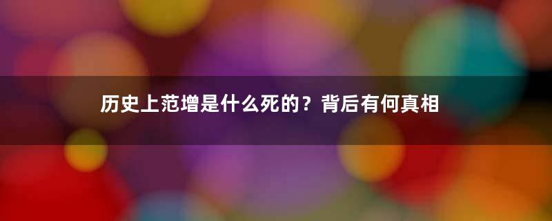 历史上范增是什么死的？背后有何真相