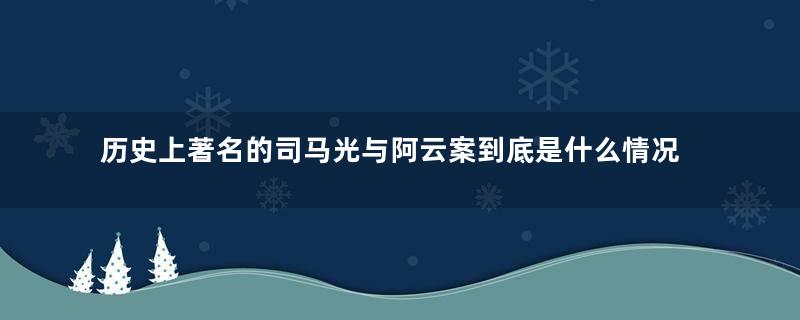 历史上著名的司马光与阿云案到底是什么情况？