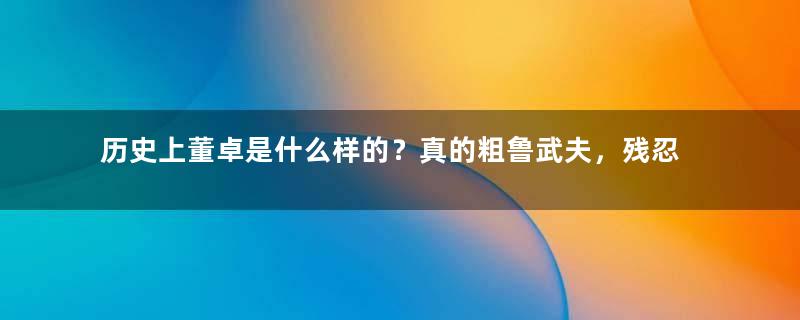 历史上董卓是什么样的？真的粗鲁武夫，残忍暴虐？