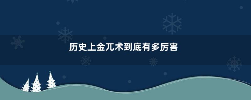 历史上金兀术到底有多厉害