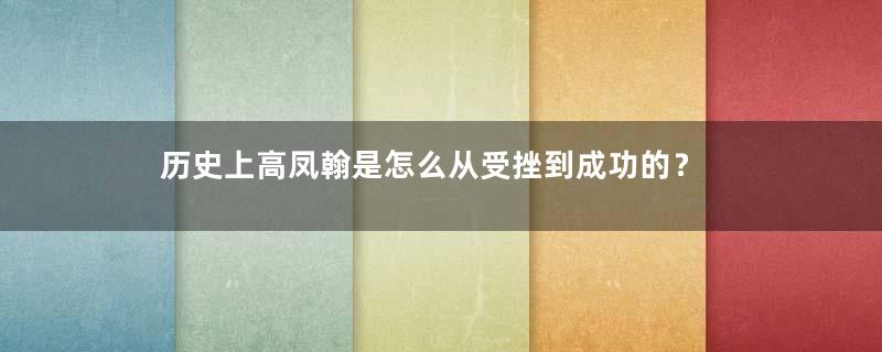 历史上高凤翰是怎么从受挫到成功的？