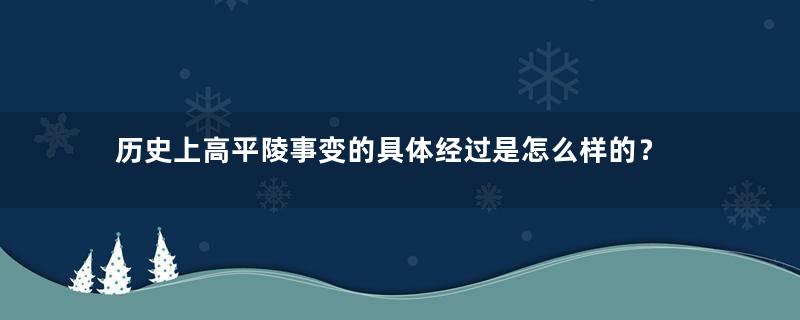 历史上高平陵事变的具体经过是怎么样的？