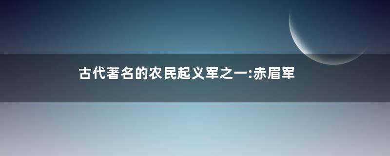 古代著名的农民起义军之一:赤眉军