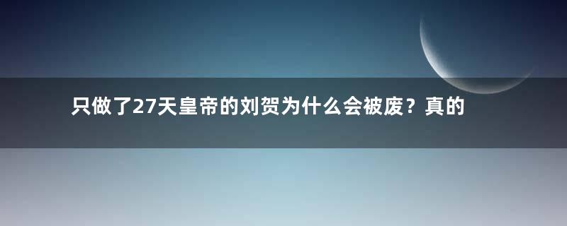 只做了27天皇帝的刘贺为什么会被废？真的是因为荒淫无度吗？