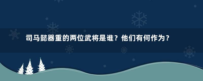 司马懿器重的两位武将是谁？他们有何作为？