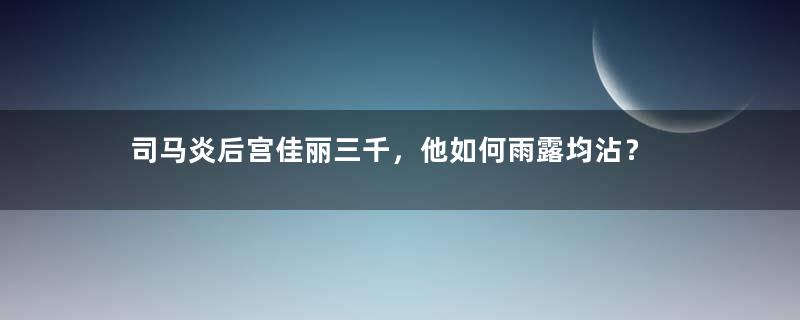 司马炎后宫佳丽三千，他如何雨露均沾？