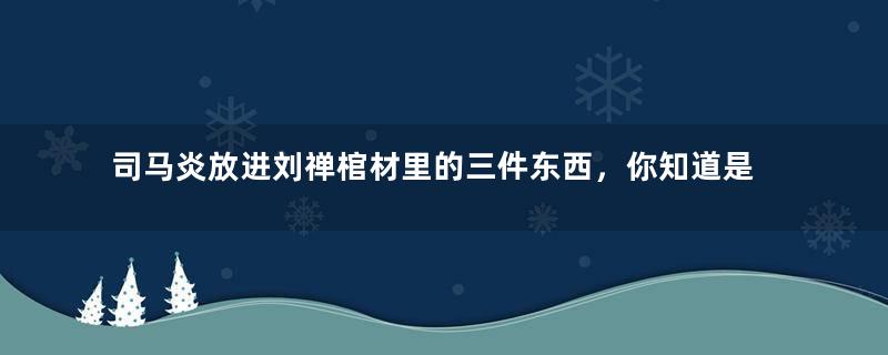 司马炎放进刘禅棺材里的三件东西，你知道是什么吗？