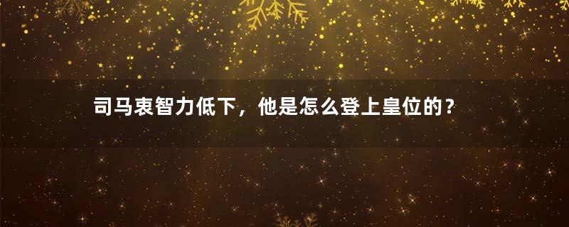 司马衷智力低下，他是怎么登上皇位的？