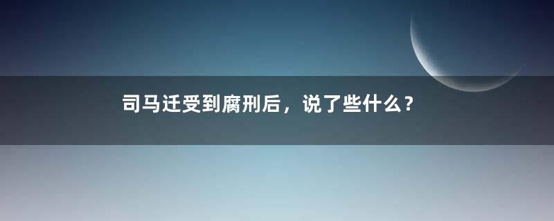 司马迁受到腐刑后，说了些什么？