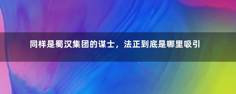 同样是蜀汉集团的谋士，法正到底是哪里吸引了刘备？