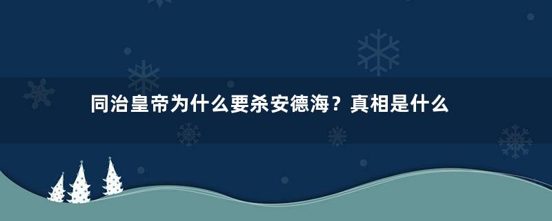 同治皇帝为什么要杀安德海？真相是什么