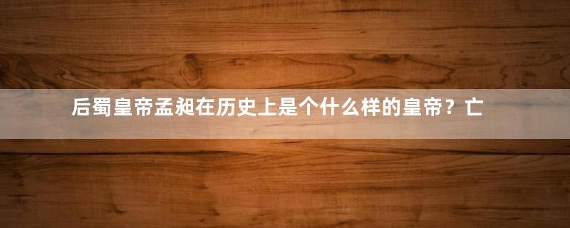 后蜀皇帝孟昶在历史上是个什么样的皇帝？亡国的真相是什么