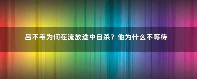 吕不韦为何在流放途中自杀？他为什么不等待机会东山再起？