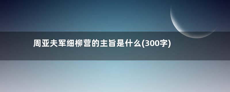 周亚夫军细柳营的主旨是什么(300字)