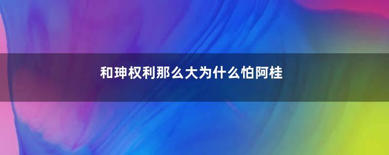 和珅权利那么大为什么怕阿桂