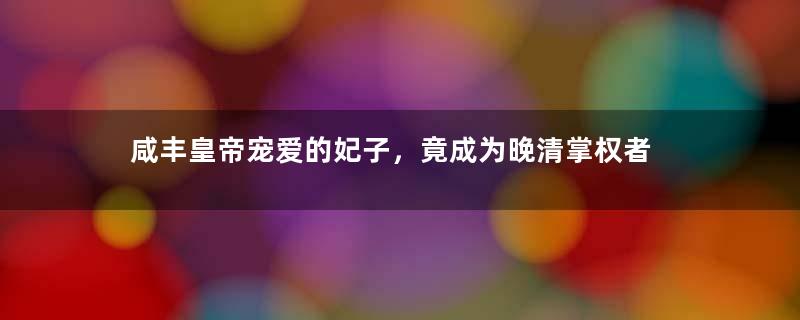 咸丰皇帝宠爱的妃子，竟成为晚清掌权者