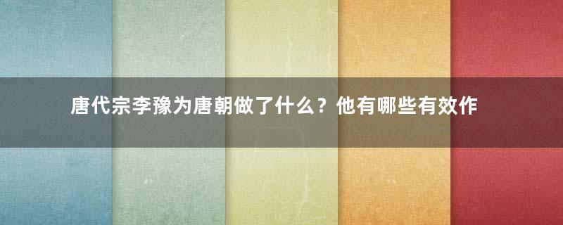 唐代宗李豫为唐朝做了什么？他有哪些有效作为？