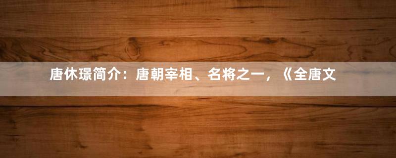 唐休璟简介：唐朝宰相、名将之一，《全唐文》收其文二篇