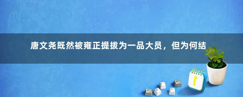 唐文尧既然被雍正提拔为一品大员，但为何结局却很悲惨？