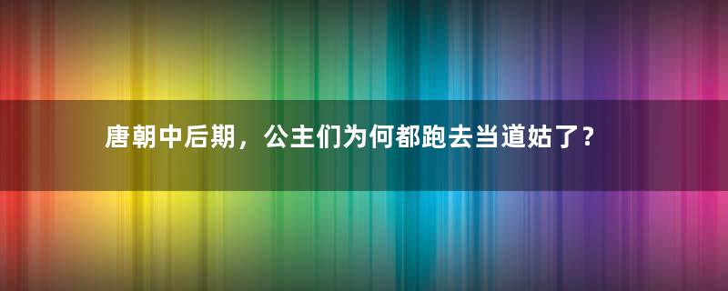 唐朝中后期，公主们为何都跑去当道姑了？