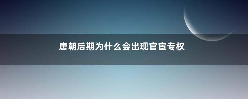 唐朝后期为什么会出现官宦专权