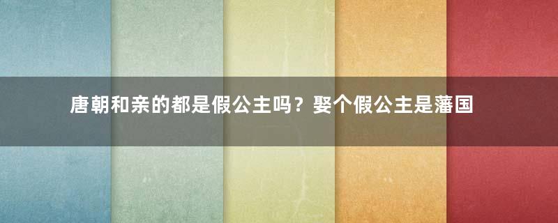 唐朝和亲的都是假公主吗？娶个假公主是藩国国王的福气