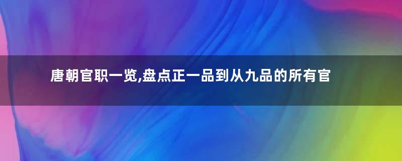 唐朝官职一览,盘点正一品到从九品的所有官职