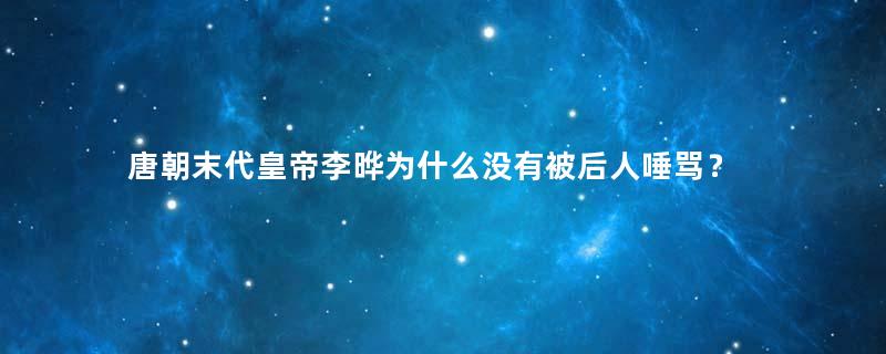 唐朝末代皇帝李晔为什么没有被后人唾骂？