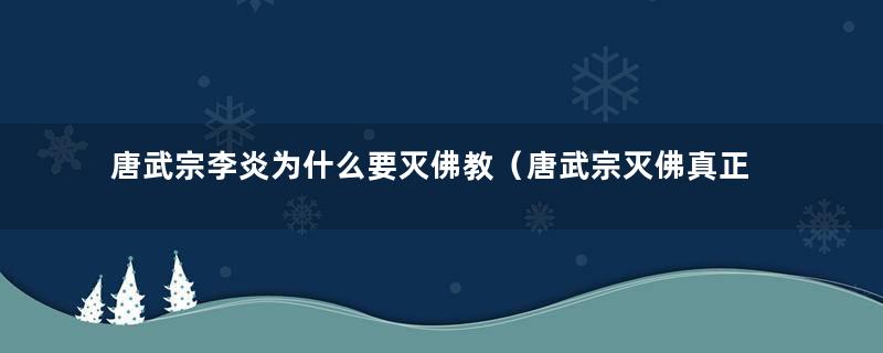 唐武宗李炎为什么要灭佛教（唐武宗灭佛真正原因）