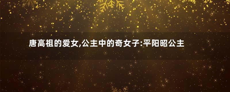 唐高祖的爱女,公主中的奇女子:平阳昭公主