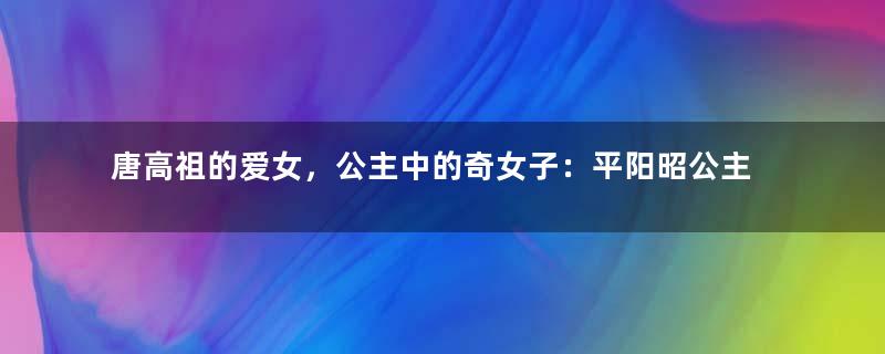 唐高祖的爱女，公主中的奇女子：平阳昭公主