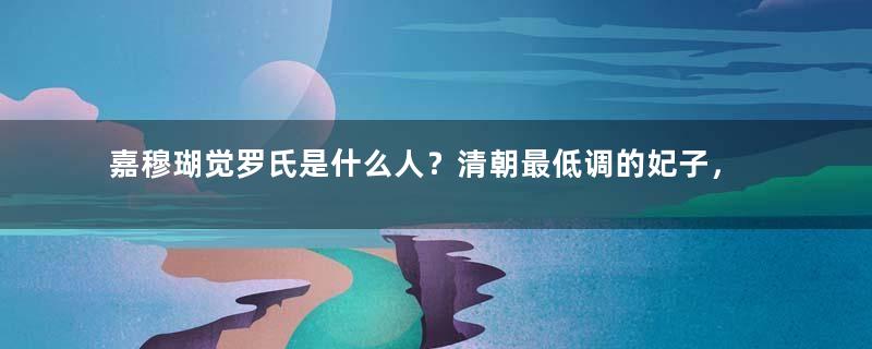 嘉穆瑚觉罗氏是什么人？清朝最低调的妃子，八年生下五胎