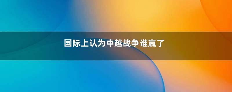 国际上认为中越战争谁赢了