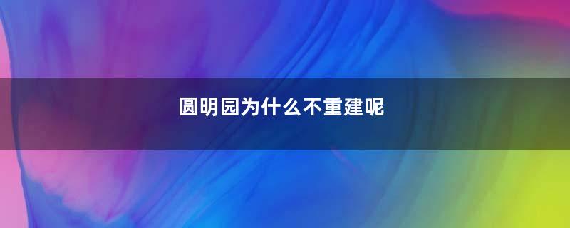 圆明园为什么不重建呢