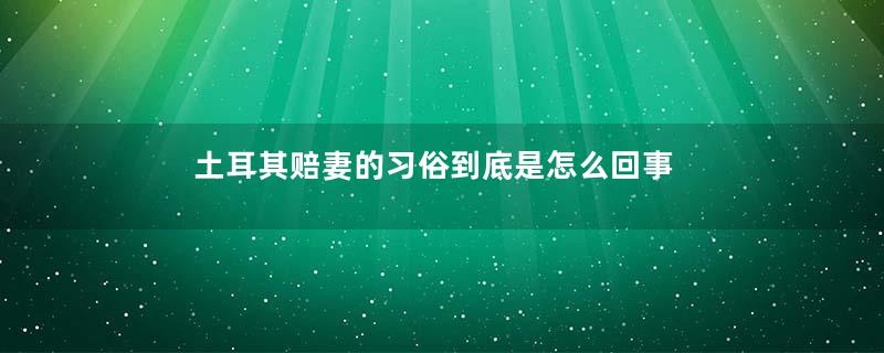 土耳其赔妻的习俗到底是怎么回事