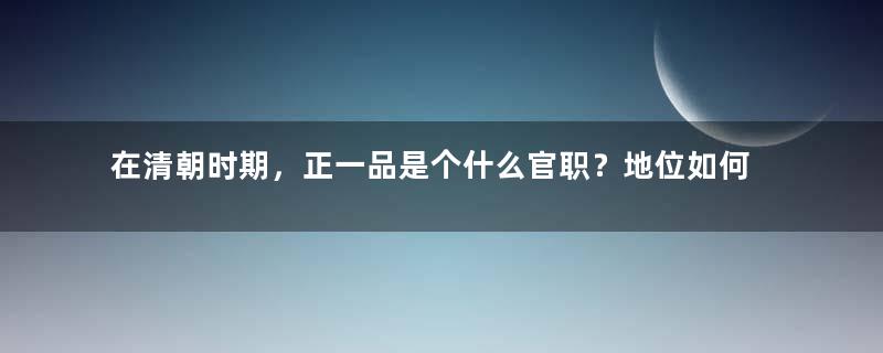 在清朝时期，正一品是个什么官职？地位如何？