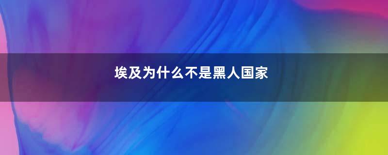 埃及为什么不是黑人国家