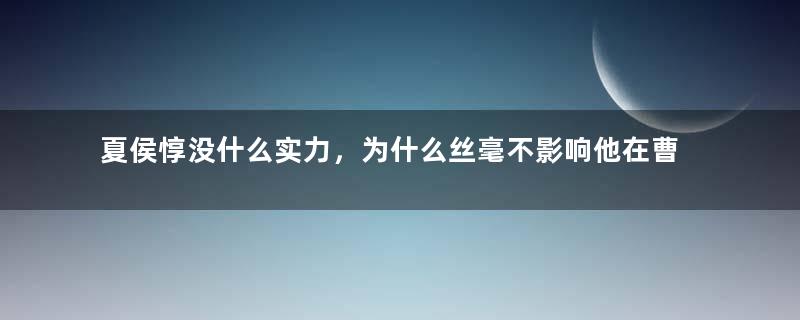 夏侯惇没什么实力，为什么丝毫不影响他在曹军中的地位？