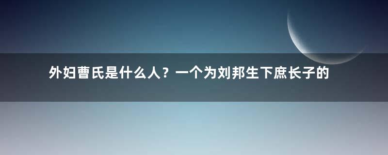 外妇曹氏是什么人？一个为刘邦生下庶长子的女人