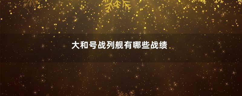 大和号战列舰有哪些战绩